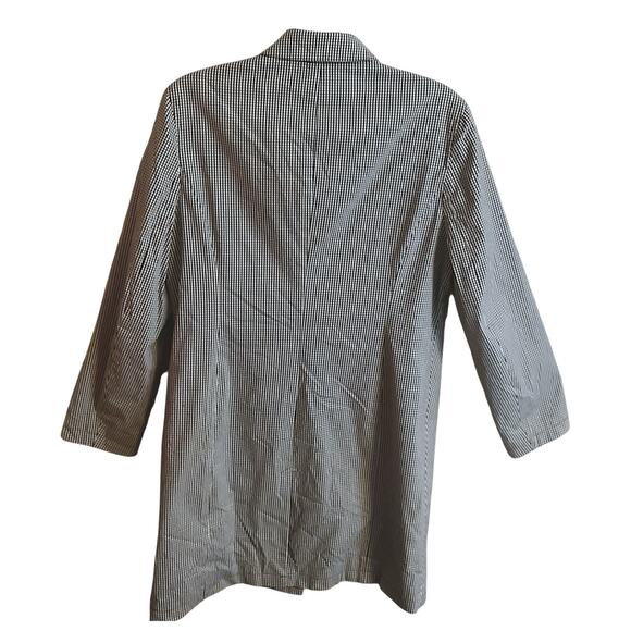 Caslon Women's Black White Gingham Button Up Lined Rain Jacket Coat Size M - Picture 12 of 13